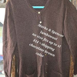 Marks & Spencer  Lambswool Cardigan in Chocolate Brown
